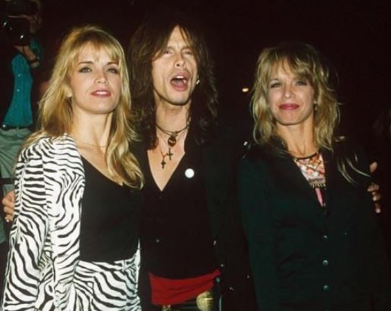 Teresa Barrick with her twin sister Lisa and ex-husband Steven Tyler
